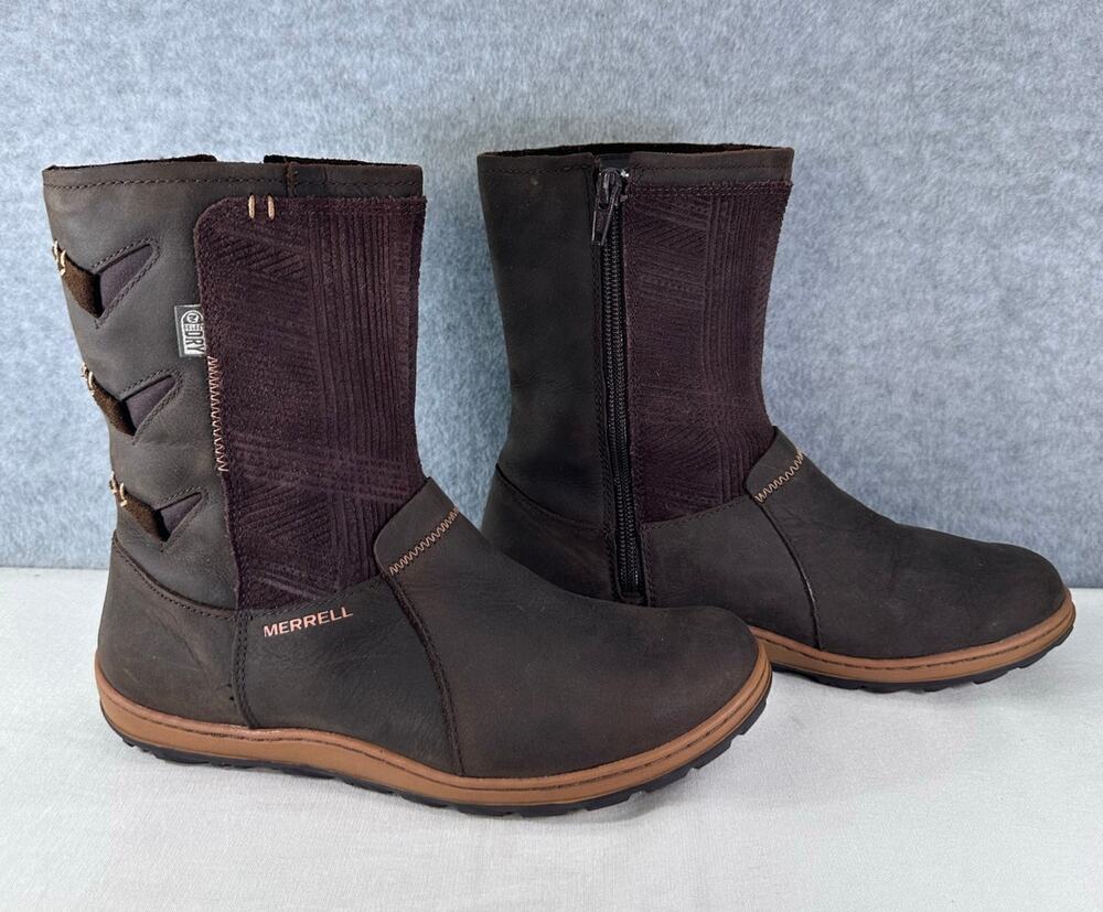 Merrell Women's 6 Ashland Vee Mid Waterproof Seal Brown Boot Select Dry Outdoor